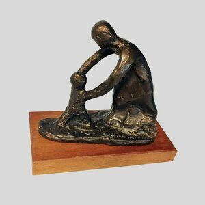 Vintage "First Step" Sculpture by Peter Lipman-Wulf 1965, Bronze Finish, Wooden